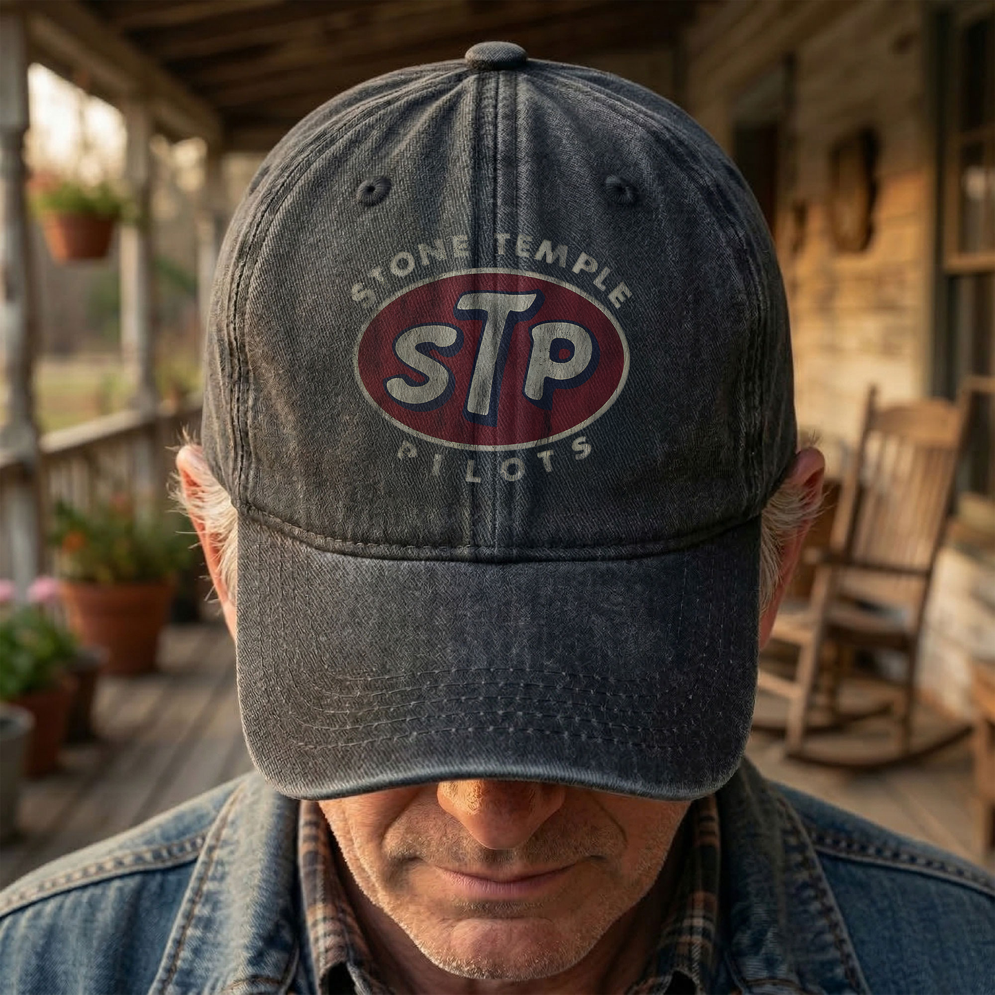 Stone Temple Pilots STP Logo Vintage Denim Cap – Retro Rock Band Cap Gift For Dad (With Box)