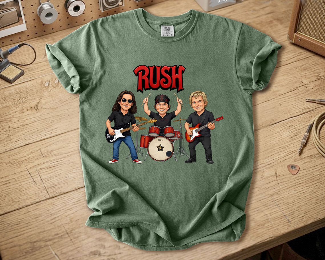 Rush Comfort Colors Tee – Geddy Lee Neil Peart Alex Lifeson Band Members Tribute Shirt