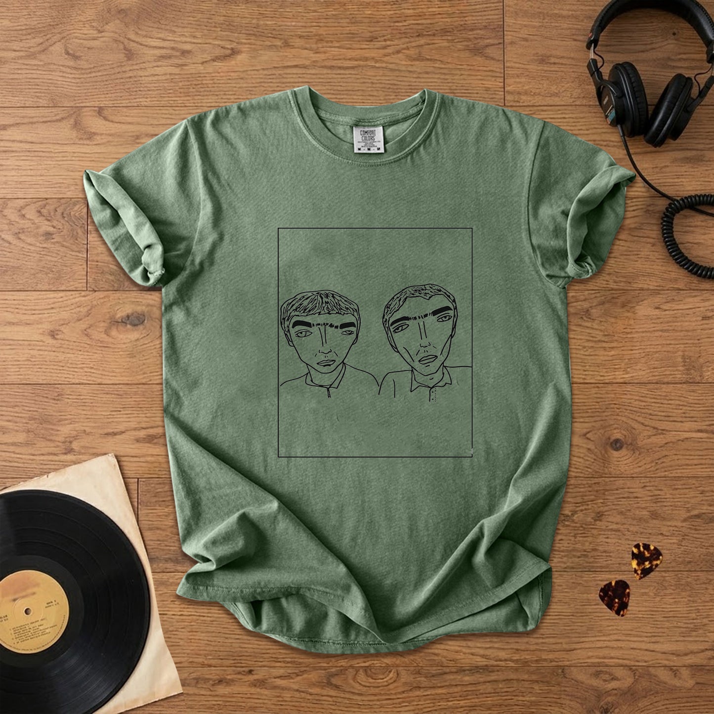Badly Drawn Gallagher Brothers of Oasis Comfort Tee – Space & Retro Rock Inspired Graphic Shirt
