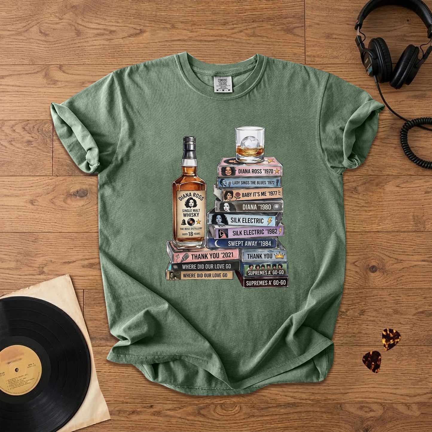 Diana Ross Cassette Album Collection T-Shirt – Retro Rock Music Diana Ross Merch Tee