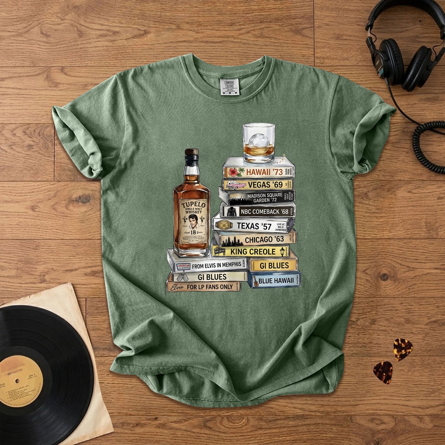 Elvis Presley Cassette Album Collection T-Shirt – Retro Rock Music Elvis Presley Merch Tee