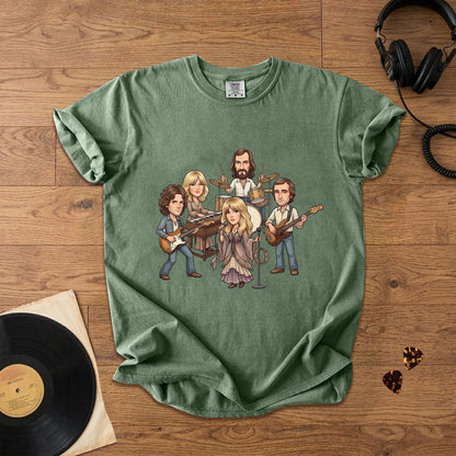 Fleetwood Mac Cartoon Band Graphic T-Shirt – Classic Rock Fan Tee