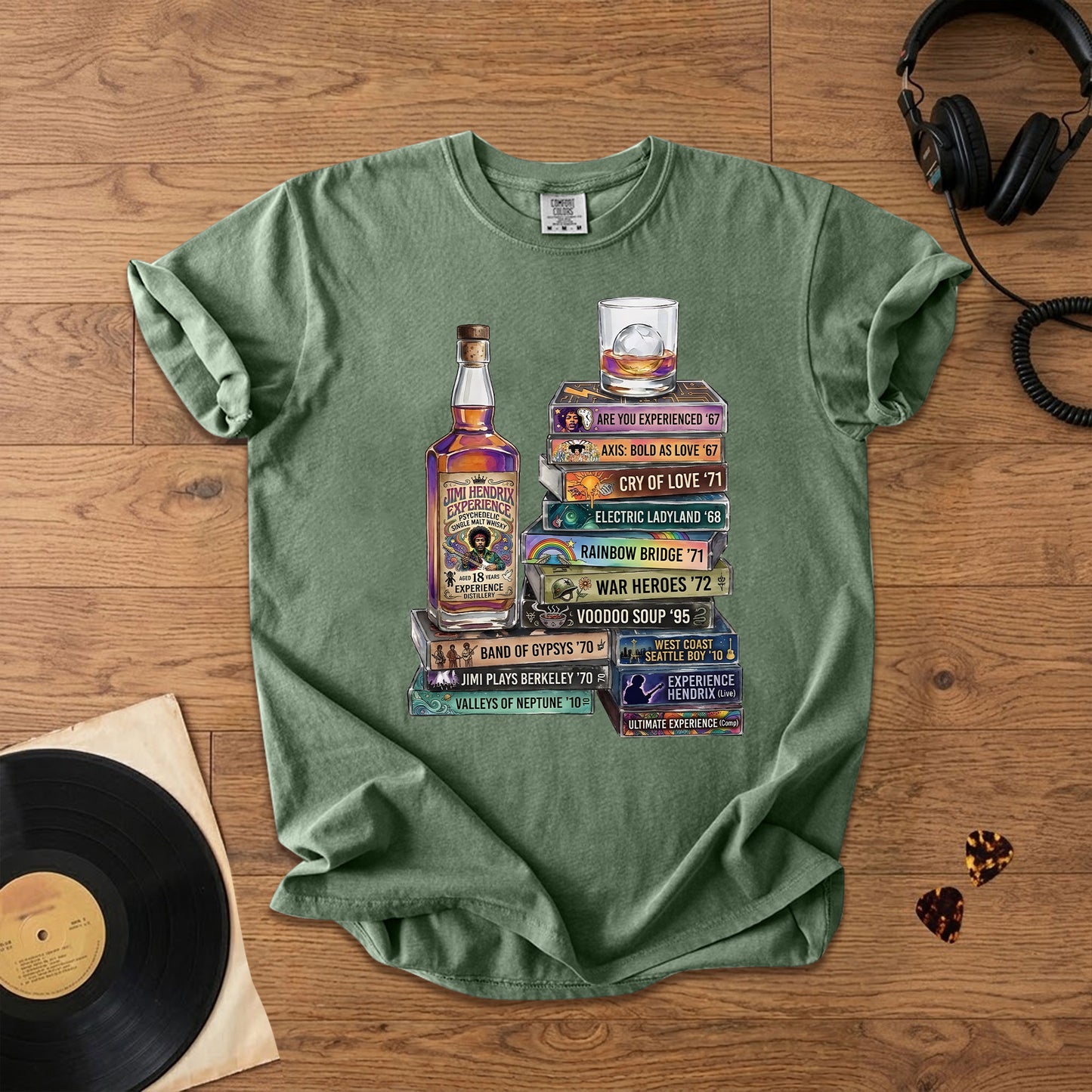 Jimi Hendrix Cassette Album Collection T-Shirt – Retro Rock Music Jimi Hendrix Merch Tee