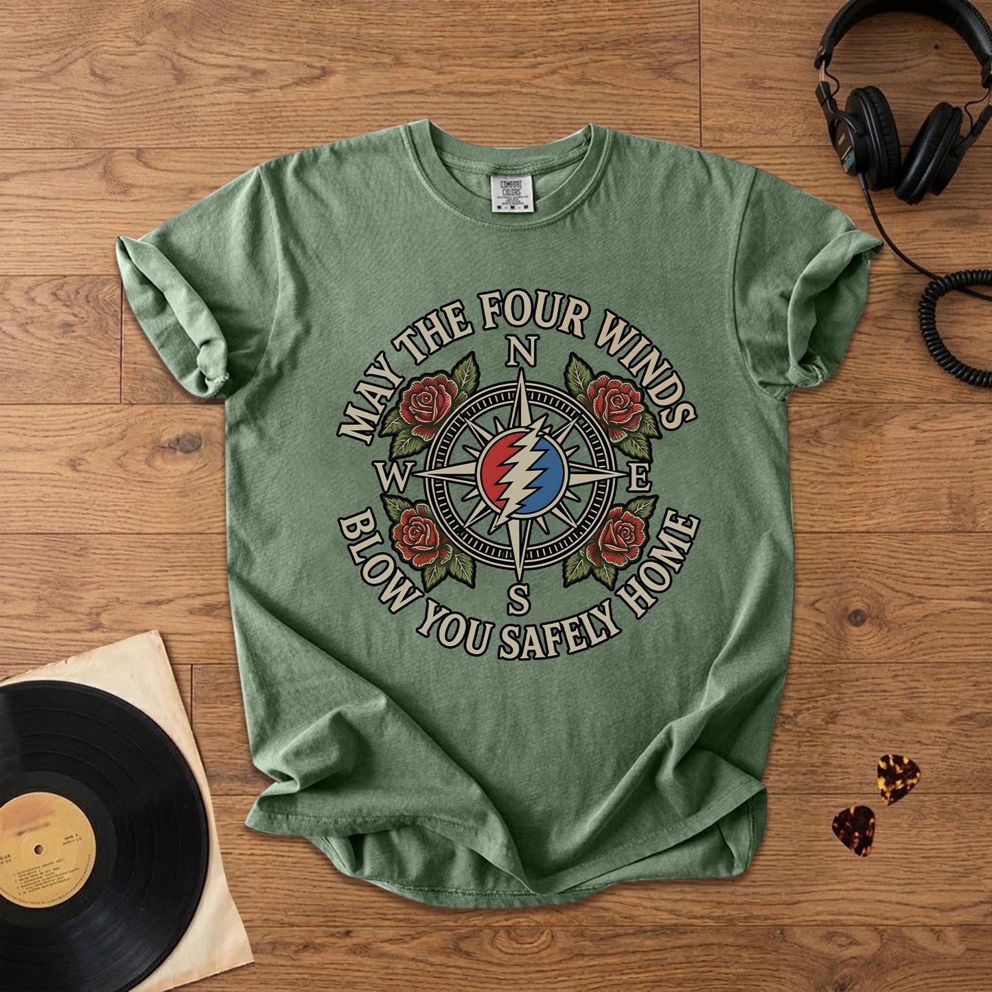 Grateful Dead Four Winds Blow You Safely Home Graphic T-Shirt – Retro Rock Metal Music Fan Merch Tee