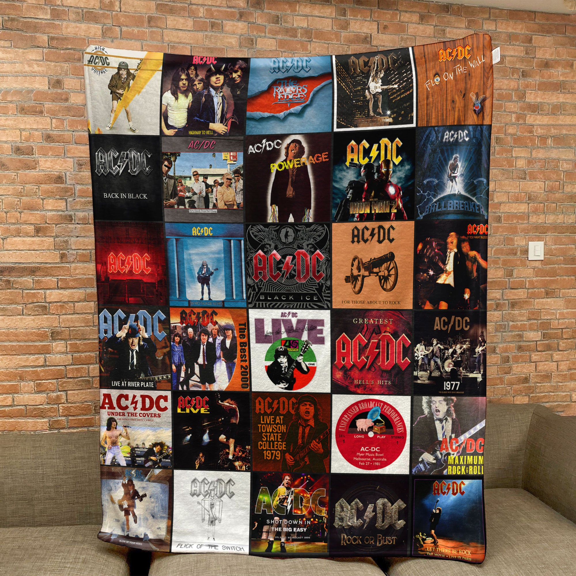 AC/DC Sherpa Blanket – Classic Album Cover Collage Gift for Legendary ...