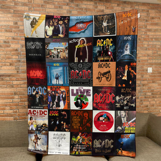 AC/DC Sherpa Blanket – Classic Album Cover Collage Gift for Legendary Rock Fans