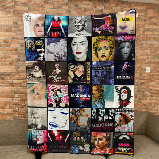 Madonna Sherpa Blanket – Album Cover Collage Pop Icon Throw Blanket