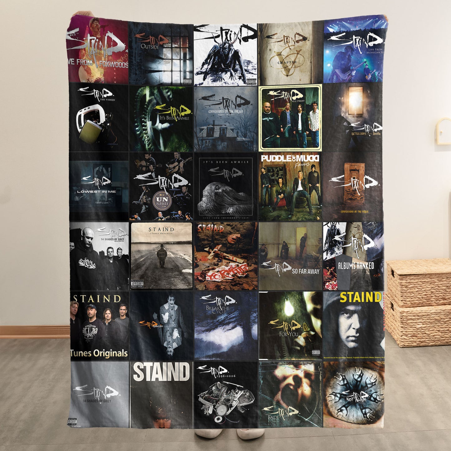 Staind Sherpa Blanket – Iconic Album Cover Collage for Rock Fans
