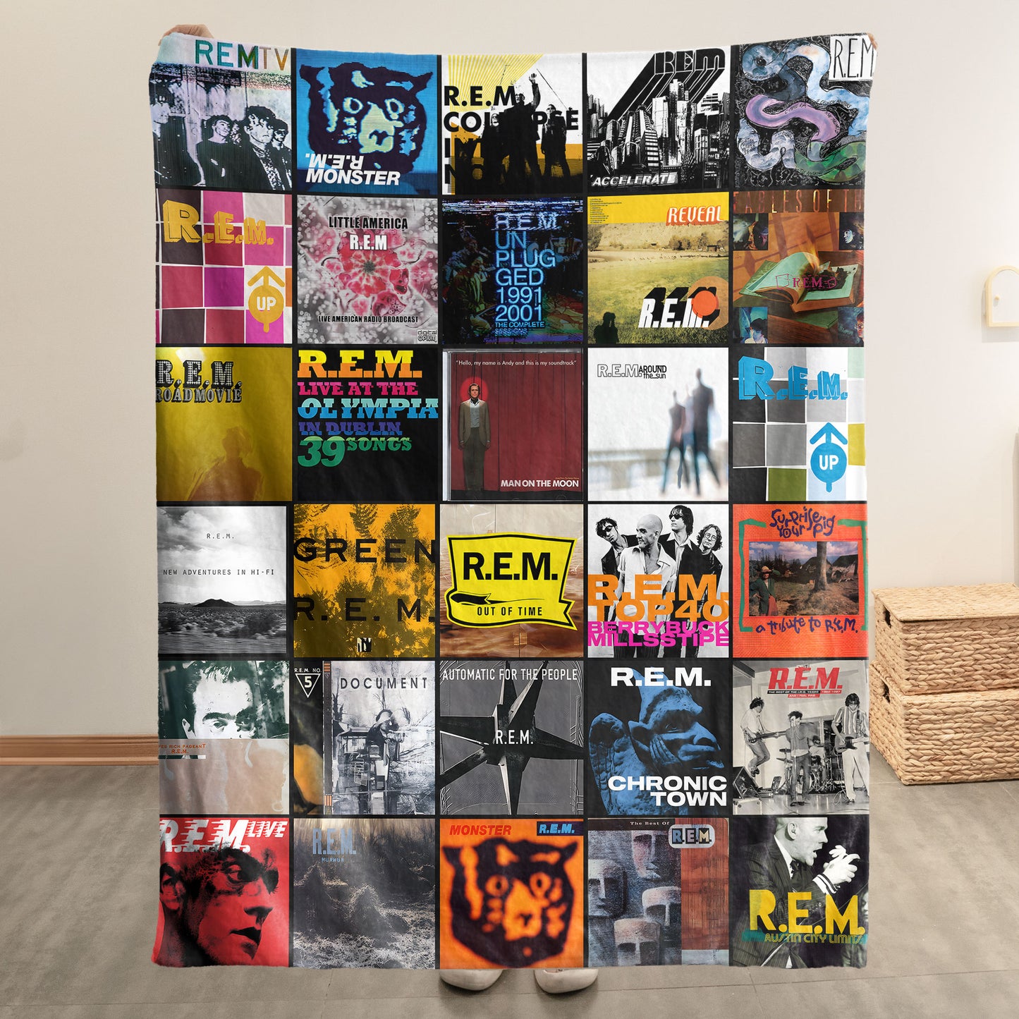 R.E.M. Sherpa Blanket – Classic Album Cover Collage Gift for Indie & Alt-Rock Fans