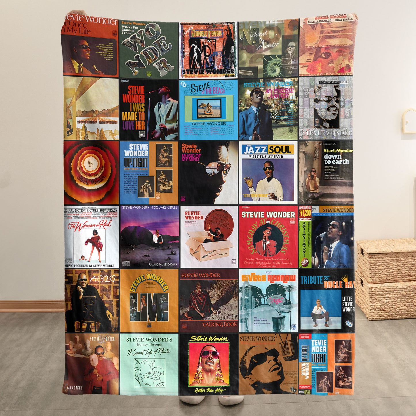 Stevie Wonder Sherpa Blanket – Timeless Album Cover Collage for Soul & Motown Lovers