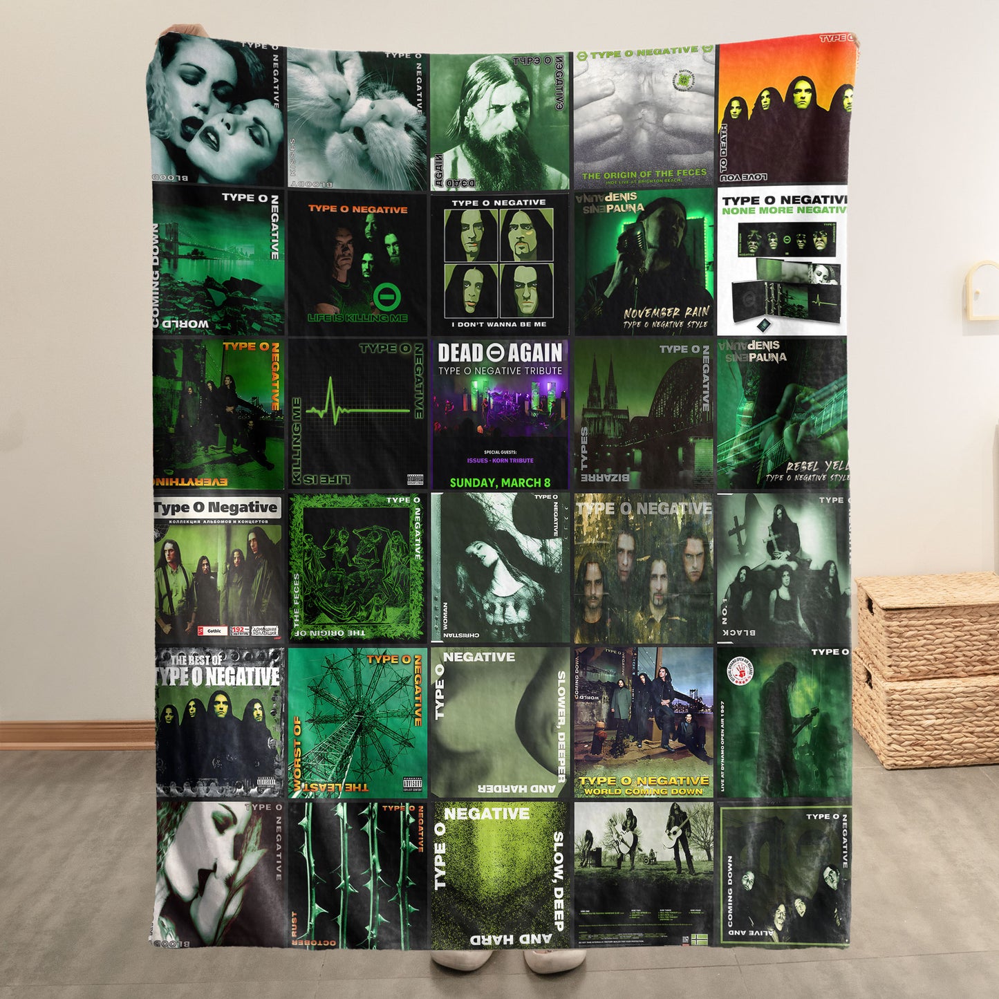 Type O Negative Sherpa Blanket – Iconic Album Cover Collage Cozy Throw for Gothic Metal Fans