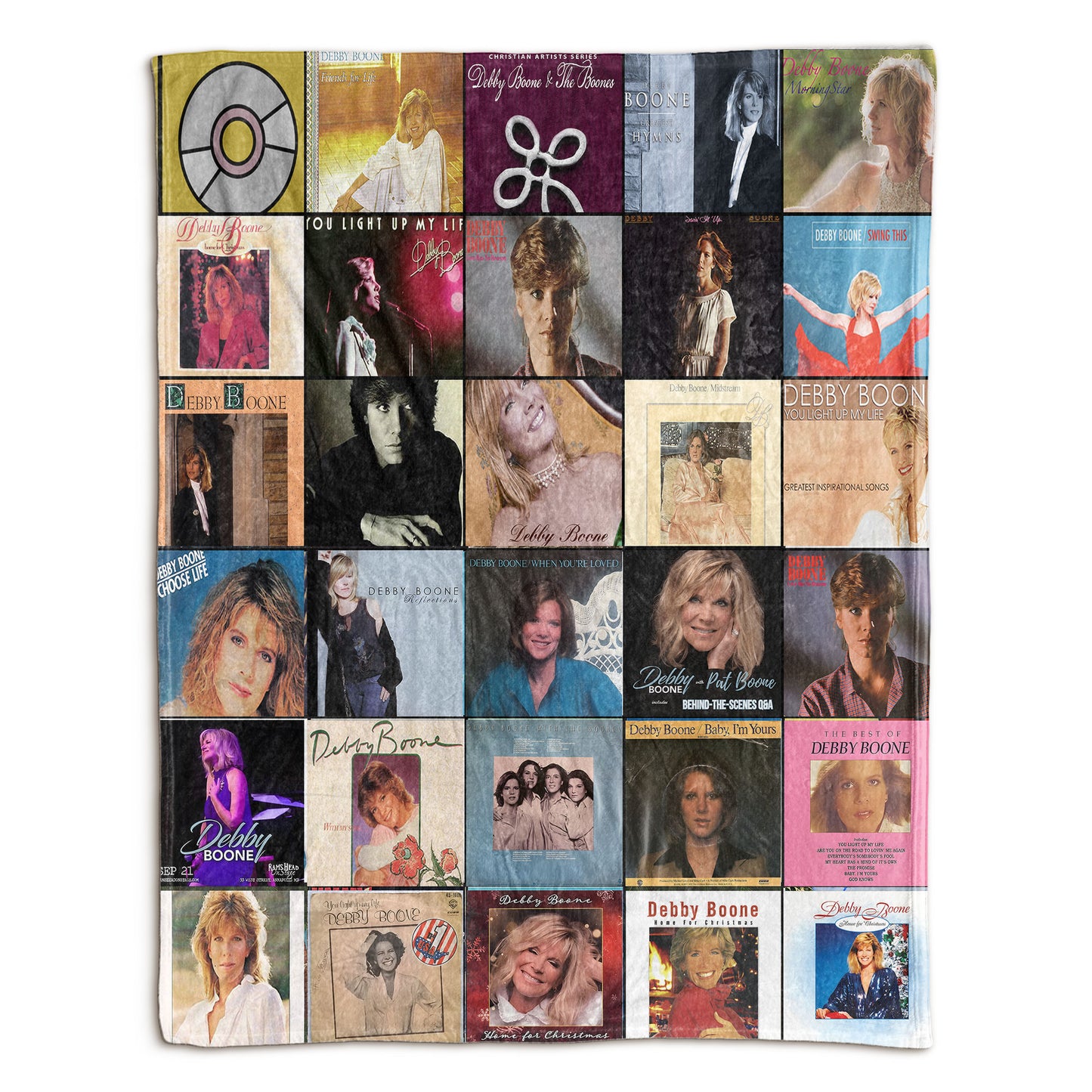 Debby Boone Sherpa Blanket – Classic Album Cover Collage Gift for Timeless Music Fans