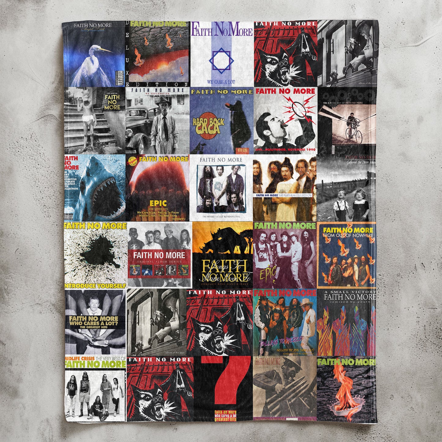 Faith No More Sherpa Blanket – Iconic Album Cover Collage Gift for Rock Fans