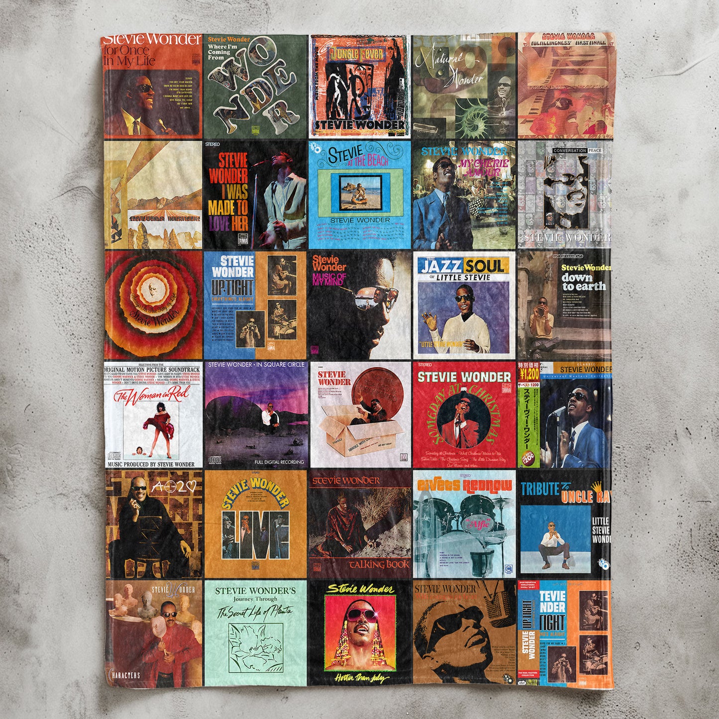 Stevie Wonder Sherpa Blanket – Timeless Album Cover Collage for Soul & Motown Lovers