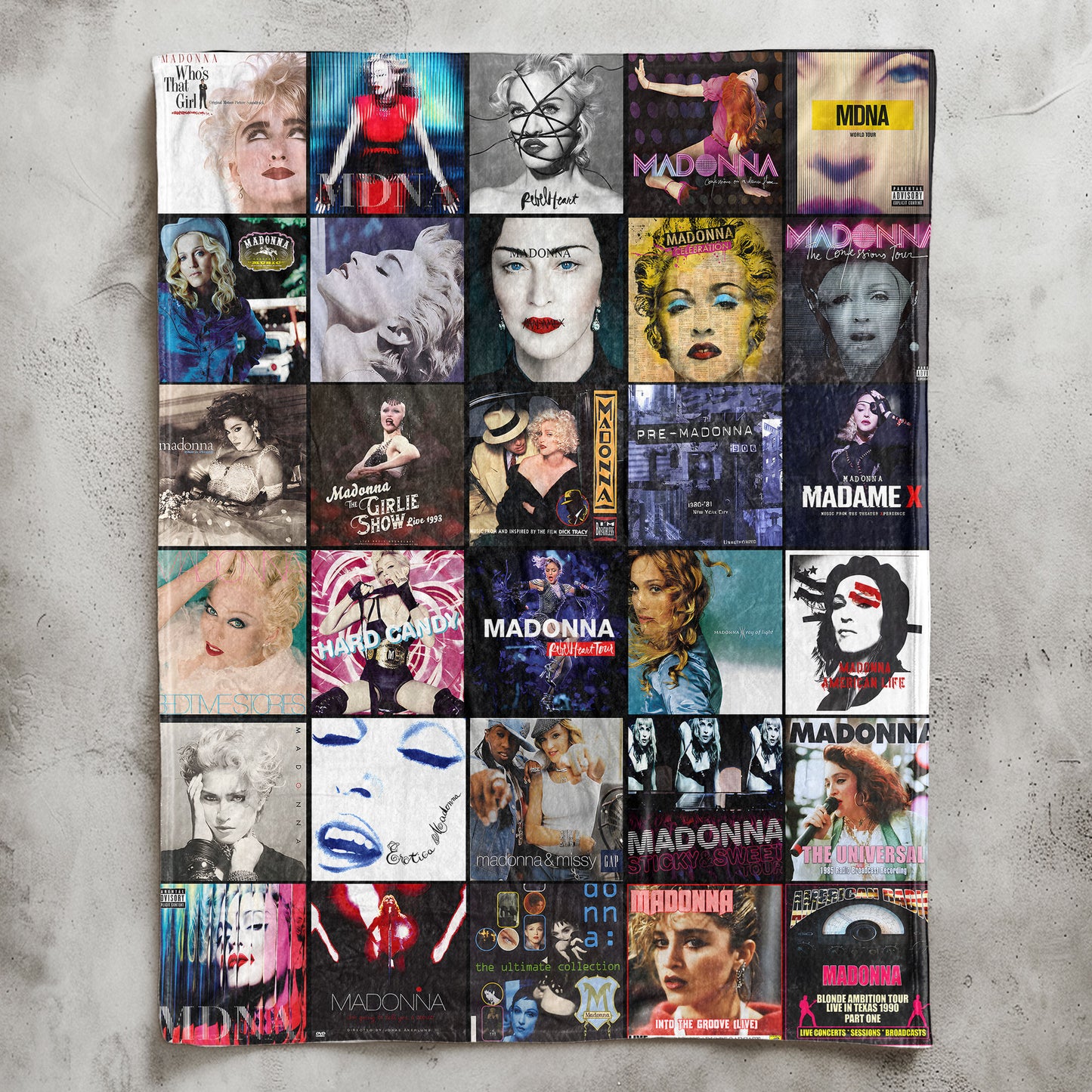 Madonna Sherpa Blanket – Album Cover Collage Pop Icon Throw Blanket