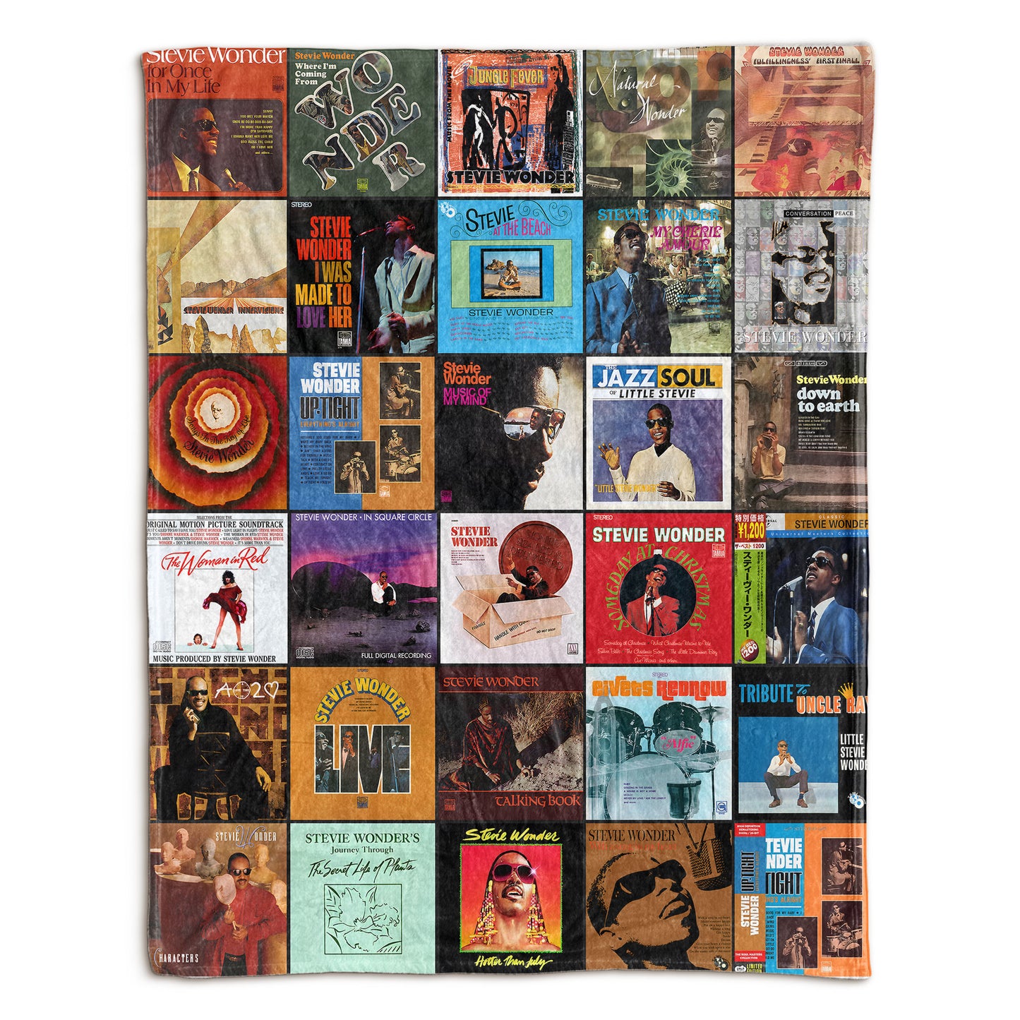 Stevie Wonder Sherpa Blanket – Timeless Album Cover Collage for Soul & Motown Lovers