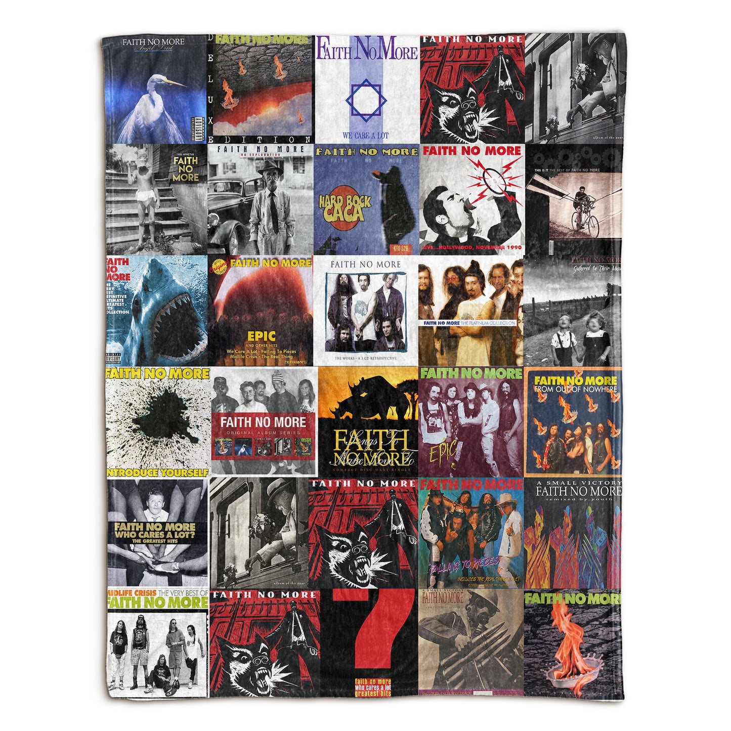 Faith No More Sherpa Blanket – Iconic Album Cover Collage Gift for Rock Fans