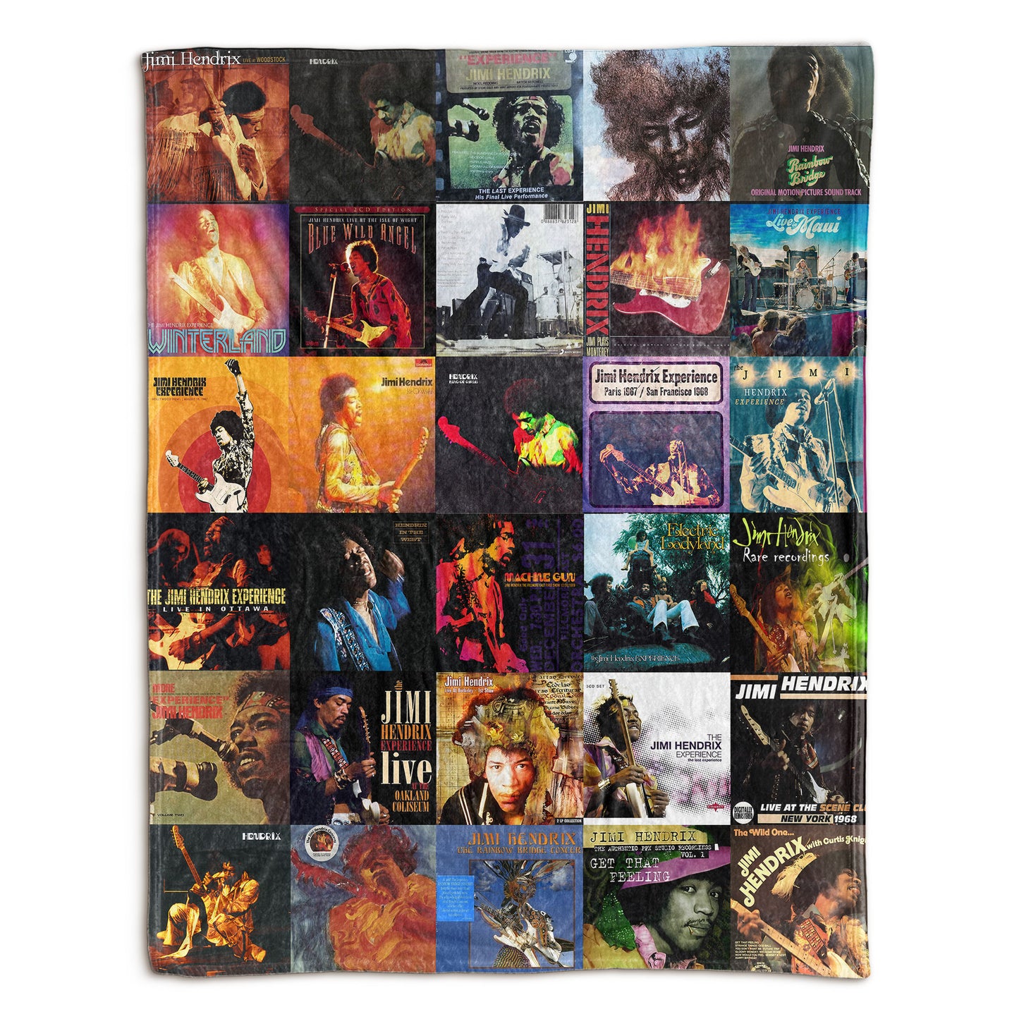 Jimi Hendrix Sherpa Blanket – Iconic Album Cover Collage Gift for Legendary Rock Fans