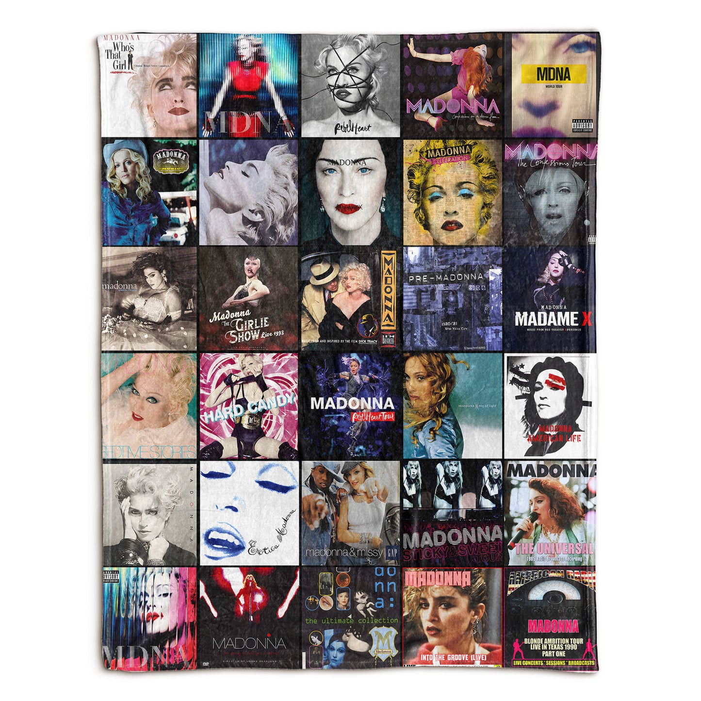 Madonna Sherpa Blanket – Album Cover Collage Pop Icon Throw Blanket