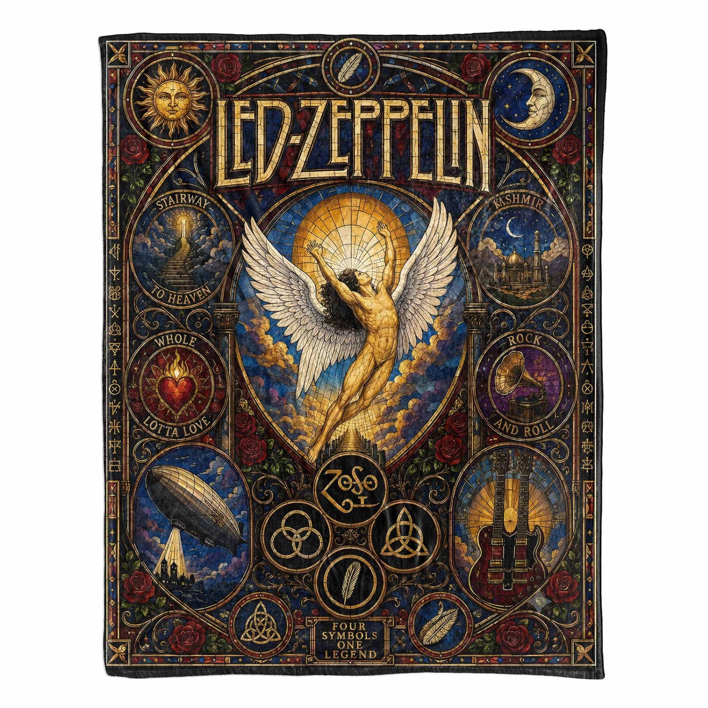 Led Zeppelin Band Sherpa Blanket – Stairway To Heaven Stained Glass Blanket