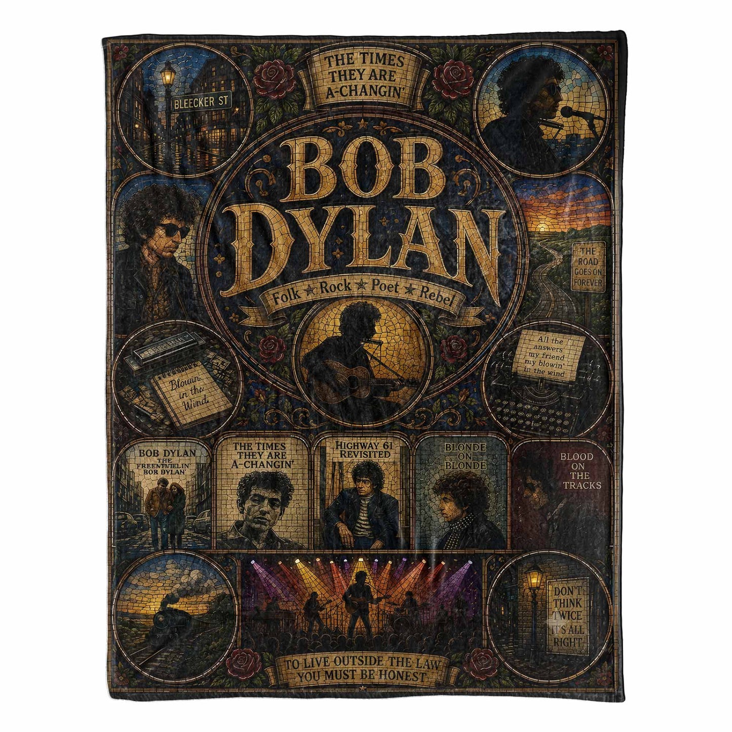 Bob Dylan Sherpa Blanket – Blowin' In The Wind Stained Glass Blanket