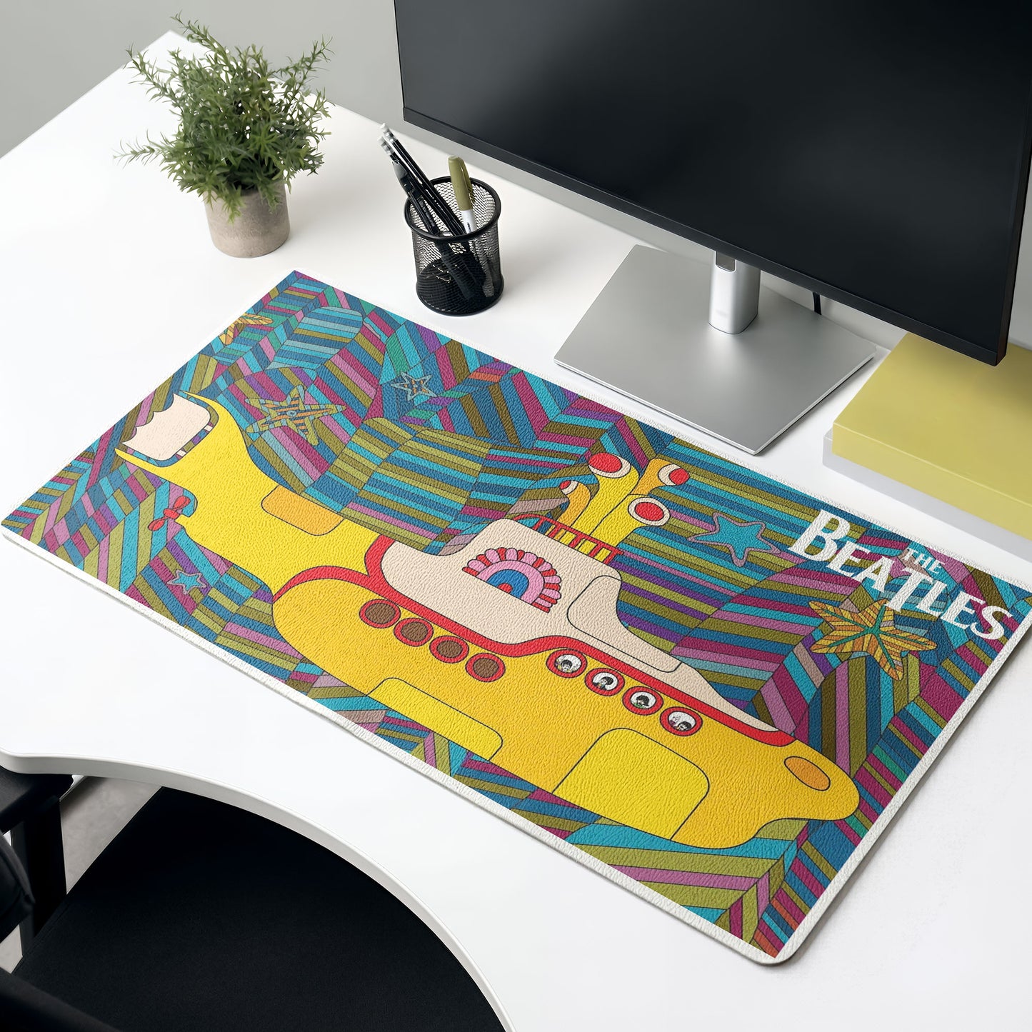 The Beatles Band Cartoon Yellow Submarine Desk Mat – Non-slip Office Gift Keyboard Pad Birthday Gift For Music Lovers