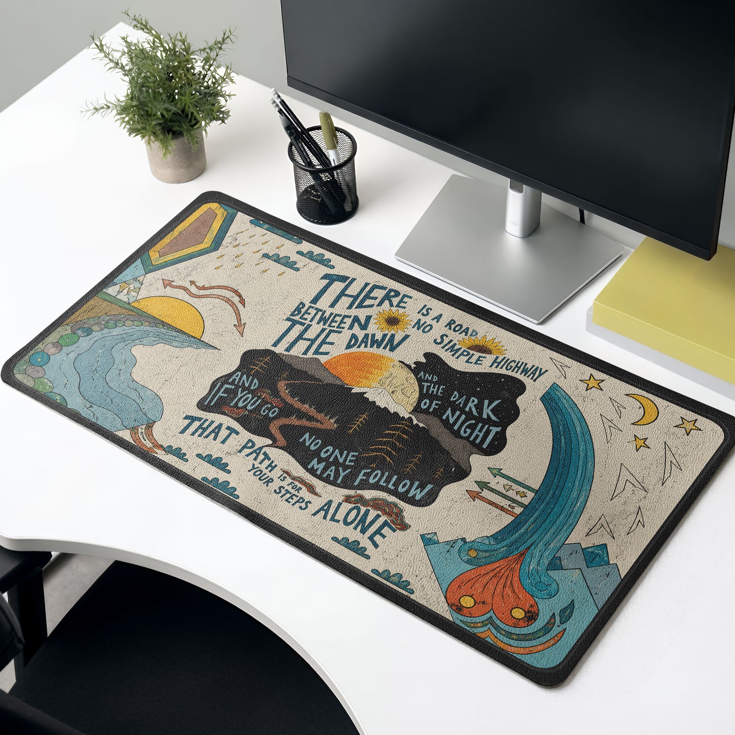 Grateful Dead Ripple Lyrics Retro Psychedelic Sun Moon Desk Mat – Non-slip Office Gift Keyboard Pad Birthday Gift For Music Lovers