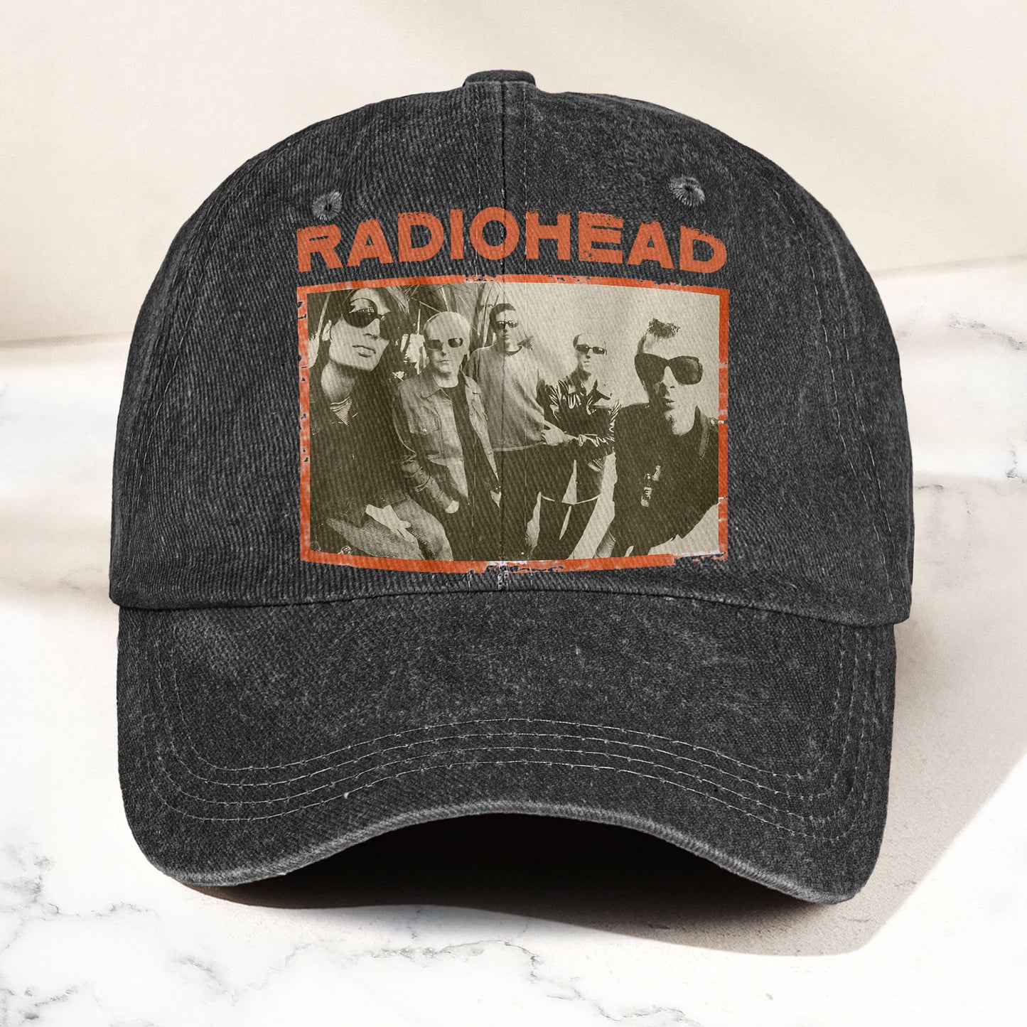 Radiohead Vintage Band Photo Denim Dad Cap – Classic Alternative Rock Hat