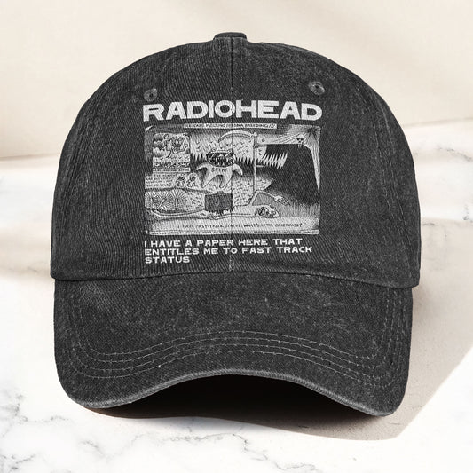 Radiohead Denim Dad Cap – Vintage Washed Alternative Rock Adjustable Hat