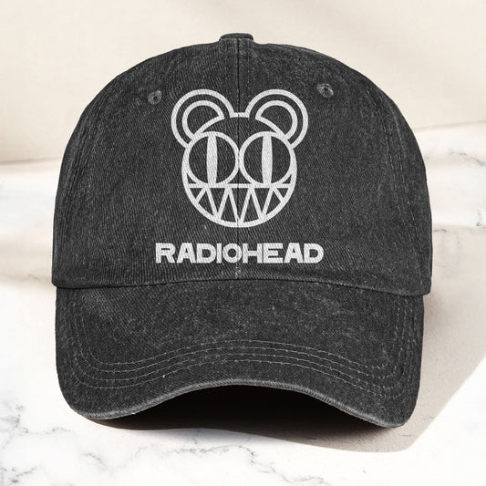 Radiohead Bear Logo Denim Dad Cap – Vintage Washed Alternative Rock Hat
