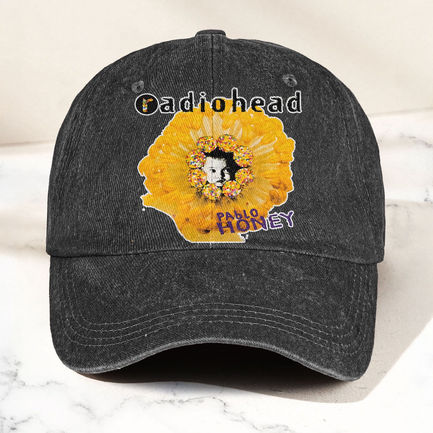 Radiohead Pablo Honey Denim Dad Cap – Vintage Washed Alternative Rock Hat