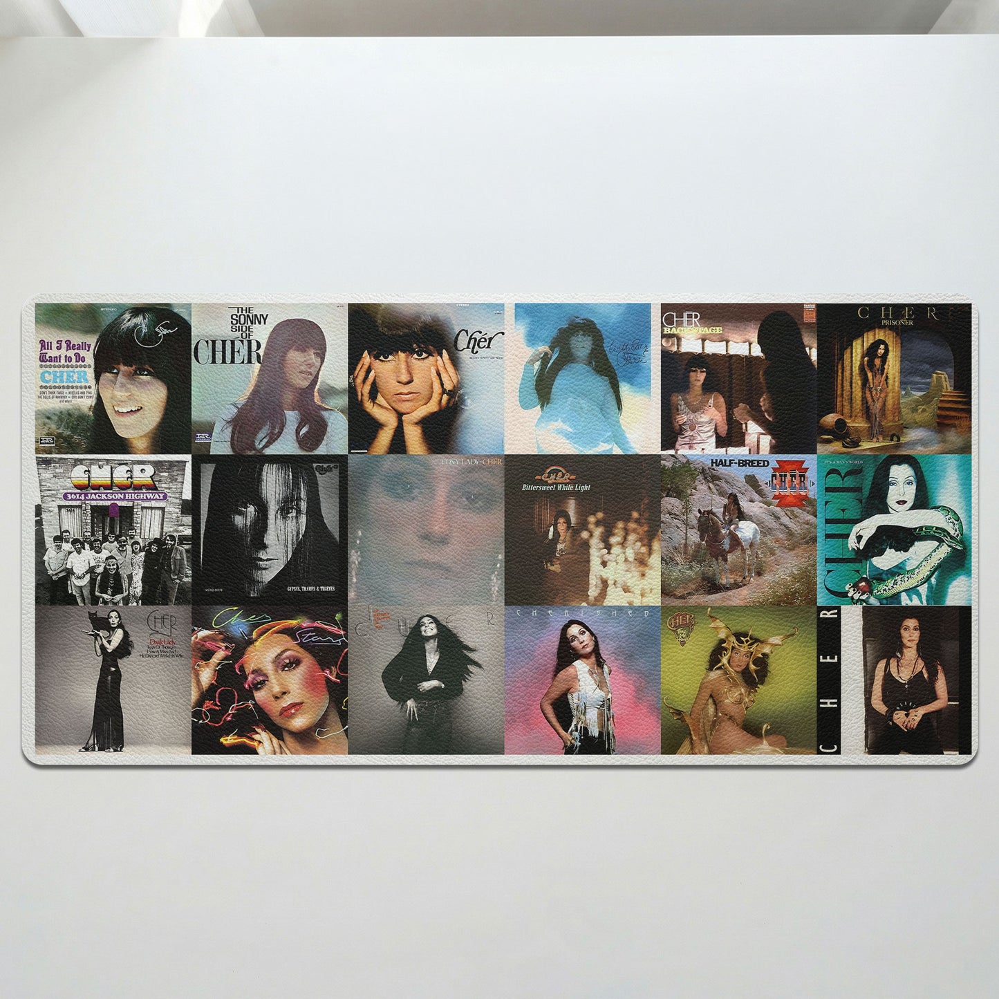 Cher Pop Queen Album Collage Print Desk Mat – Non-slip Office Gift Keyboard Pad Birthday Gift For Music Lovers