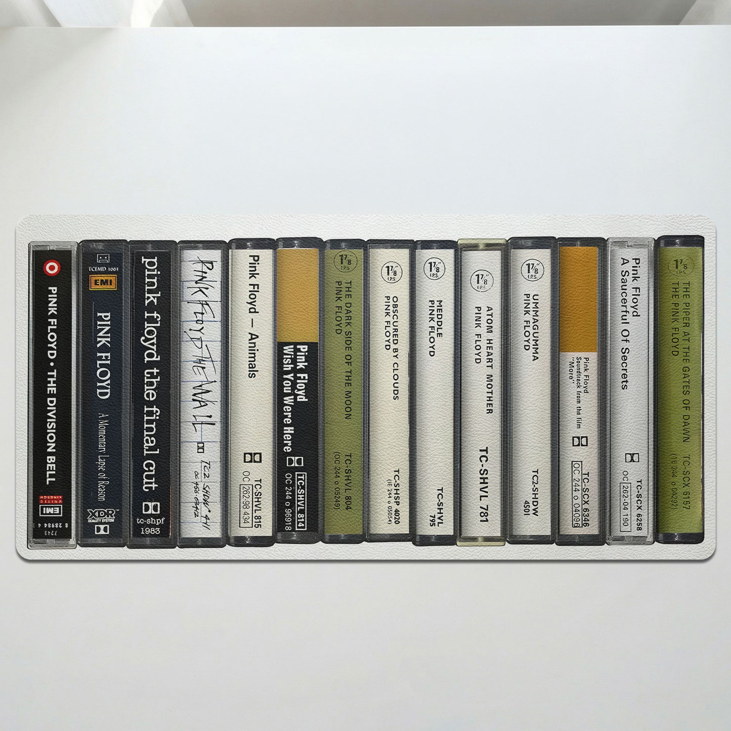 Pink Floyd Vintage Cassette Tape Stack Desk Mat – Non-slip Office Gift Keyboard Pad Birthday Gift For Music Lovers