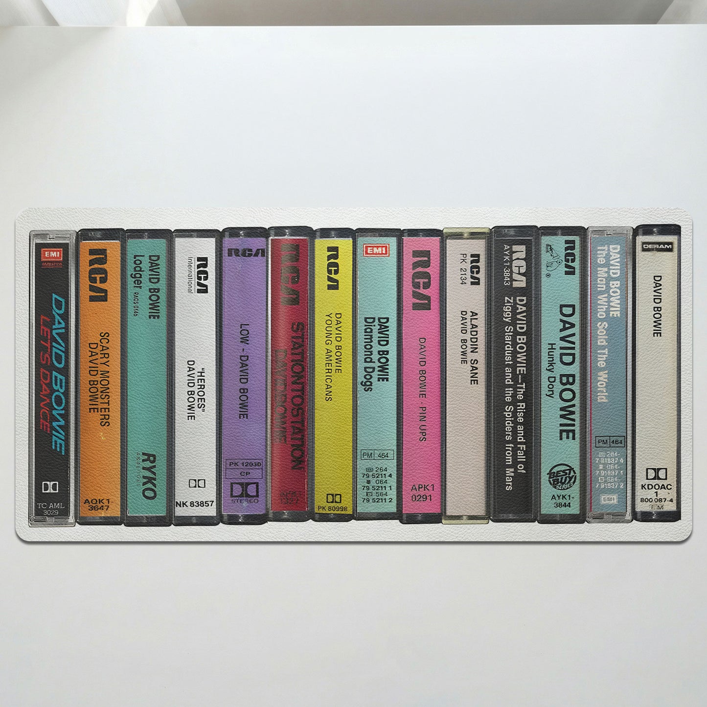 David Bowie Vintage Cassette Tape Stack Desk Mat – Non-slip Office Gift Keyboard Pad Birthday Gift For Music Lovers