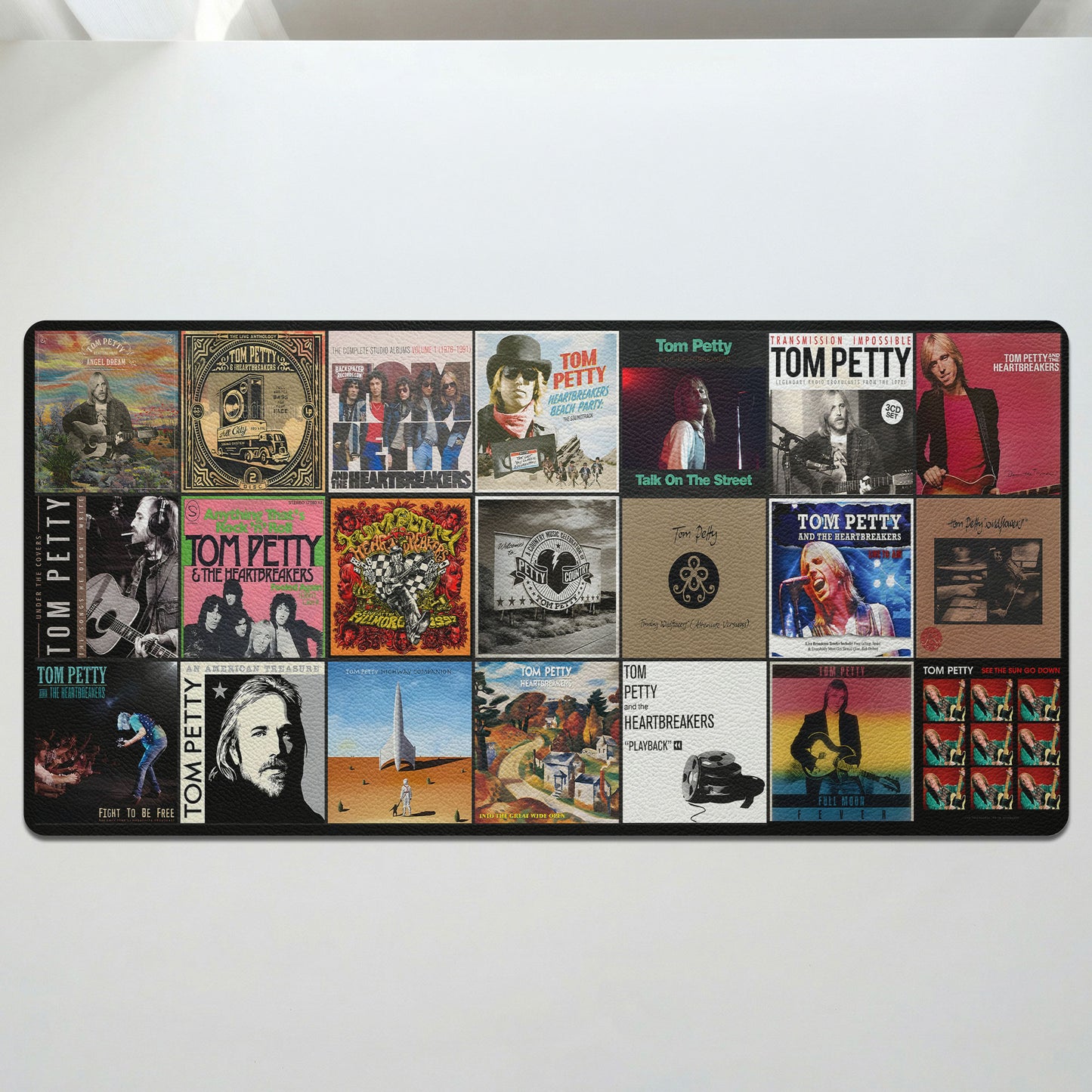 Tom Petty Album Covers Grid Desk Mat – Non-slip Office Gift Keyboard Pad Birthday Gift For Music Lovers