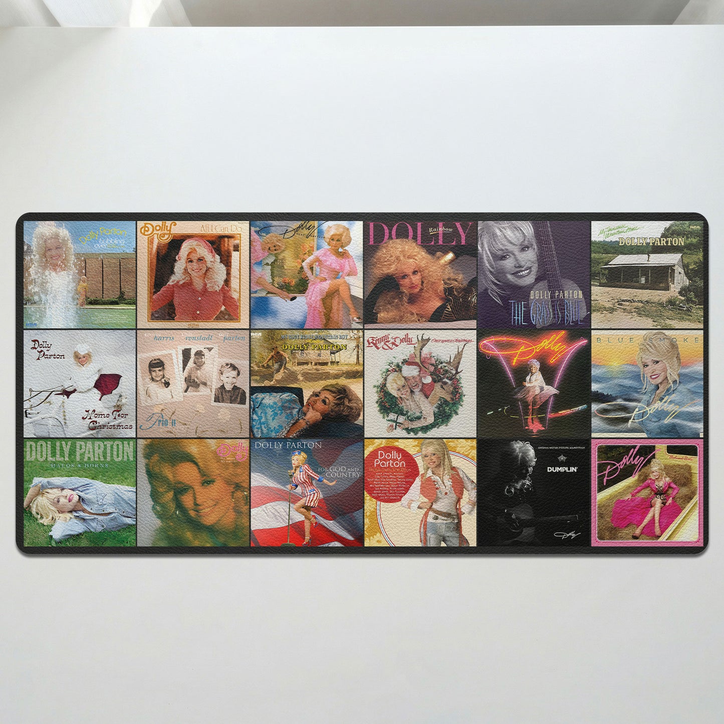 Dolly Parton Queen of Country Album Covers Collage Desk Mat – Non-slip Office Gift Keyboard Pad Birthday Gift For Music Lovers