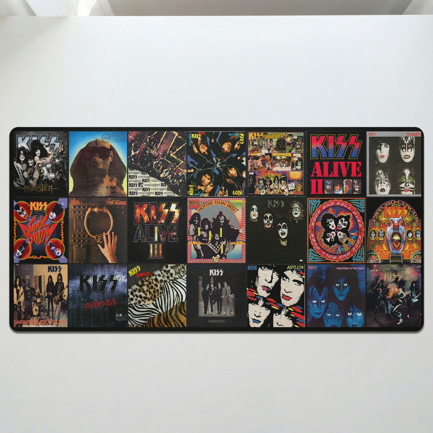 KISS Band Rock N Roll Album Covers Collage Desk Mat – Non-slip Office Gift Keyboard Pad Birthday Gift For Music Lovers