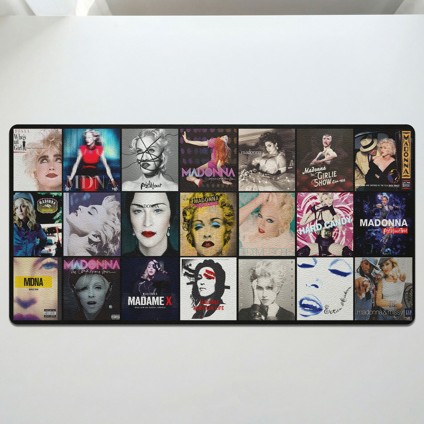Madonna Queen of Pop Album Covers Collage Desk Mat – Non-slip Office Gift Keyboard Pad Birthday Gift For Music Lovers