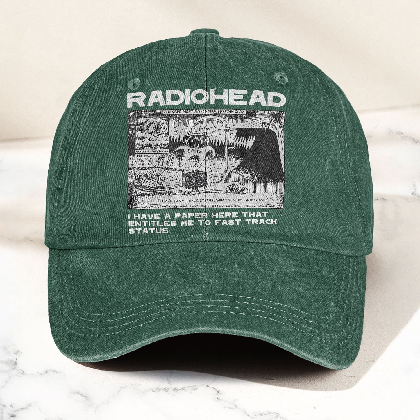 Radiohead Denim Dad Cap – Vintage Washed Alternative Rock Adjustable Hat