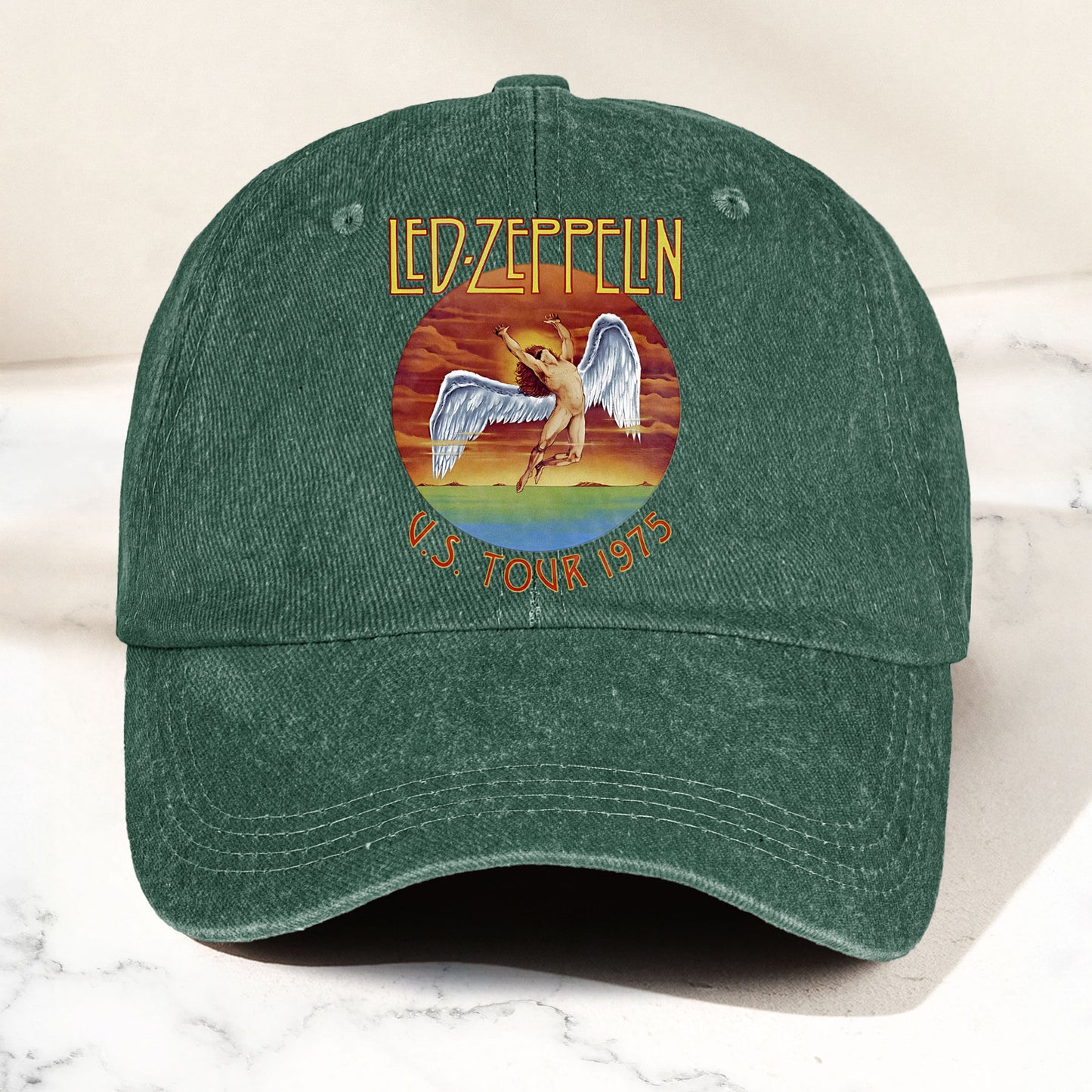 Led Zeppelin Denim Dad Cap – U.S. Tour 1975 Vintage Angel Design ( With BOX)