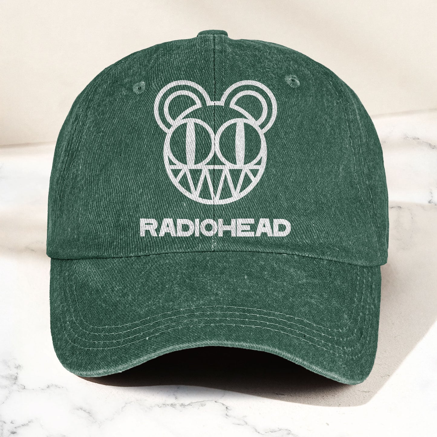 Radiohead Bear Logo Denim Dad Cap – Vintage Washed Alternative Rock Hat