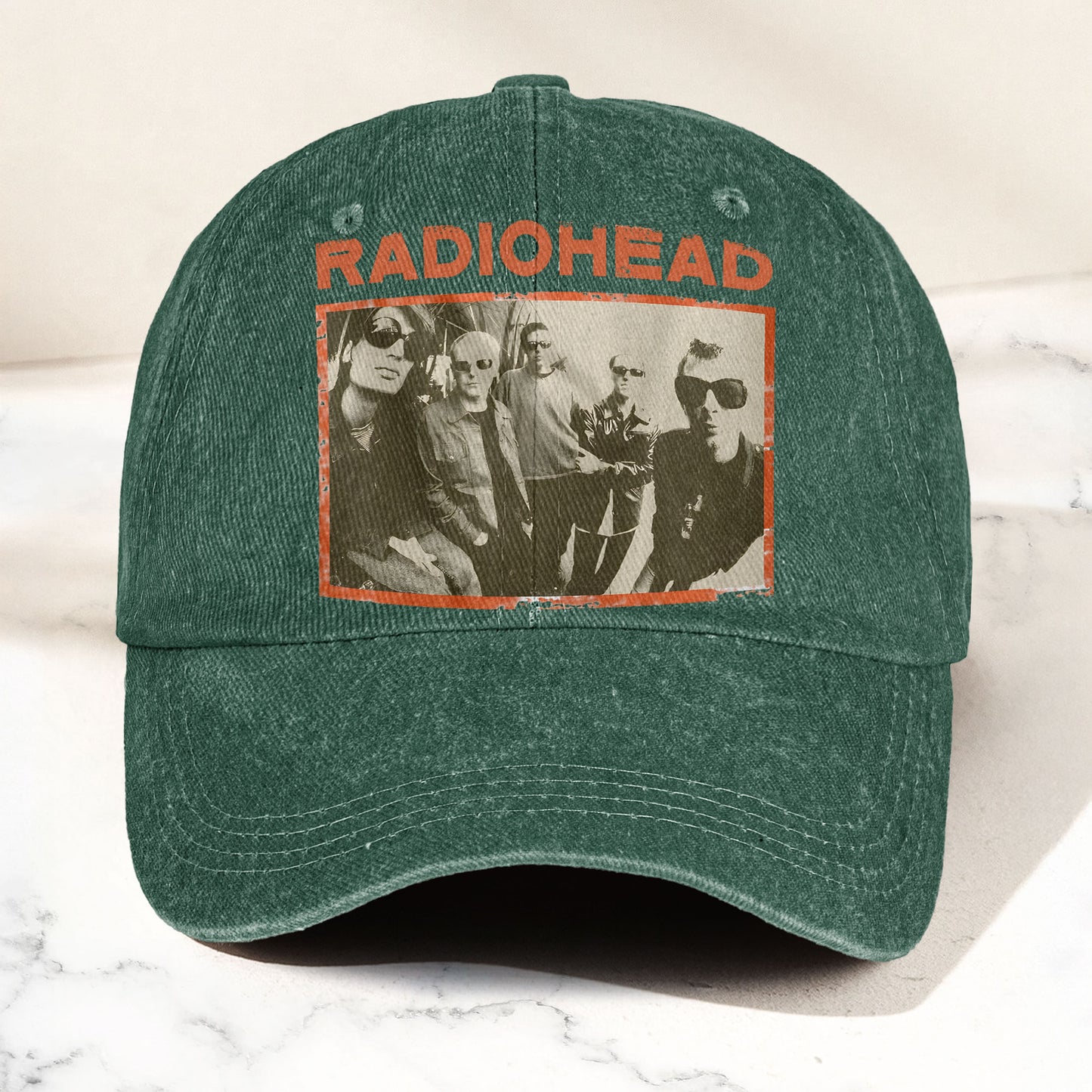 Radiohead Vintage Band Photo Denim Dad Cap – Classic Alternative Rock Hat