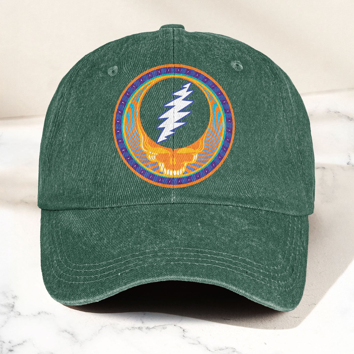 Grateful Dead Denim Dad Cap – Steal Your Face Skull Design (With BOX)