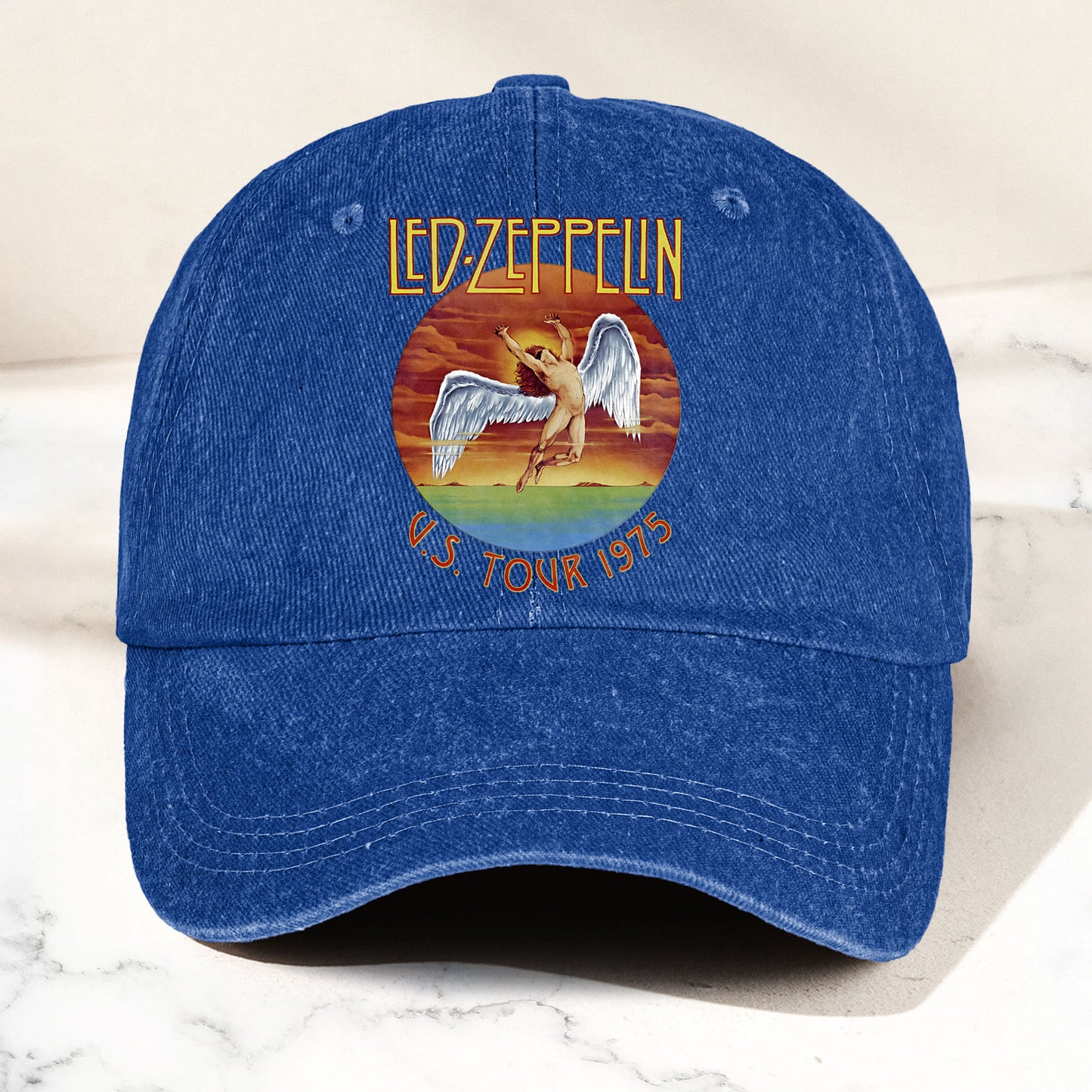 Led Zeppelin Denim Dad Cap – U.S. Tour 1975 Vintage Angel Design ( With BOX)