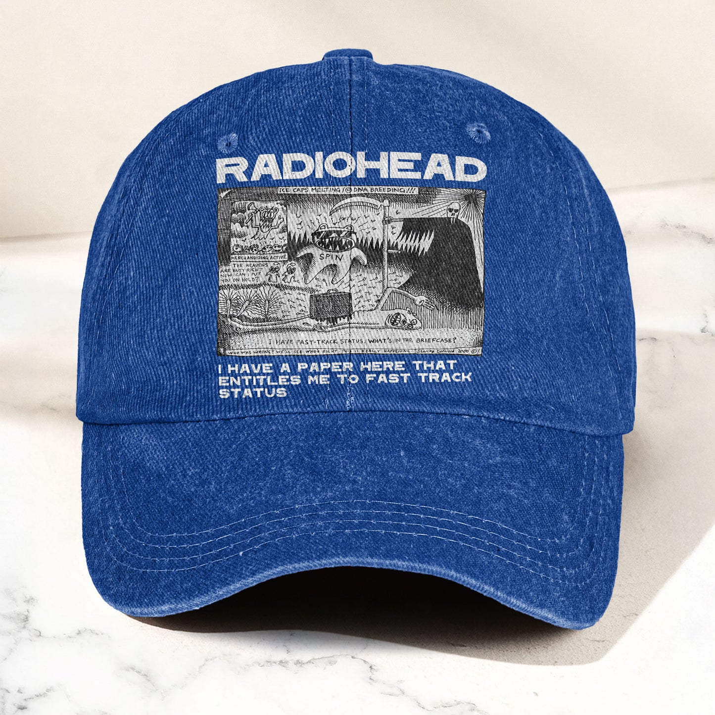 Radiohead Denim Dad Cap – Vintage Washed Alternative Rock Adjustable Hat