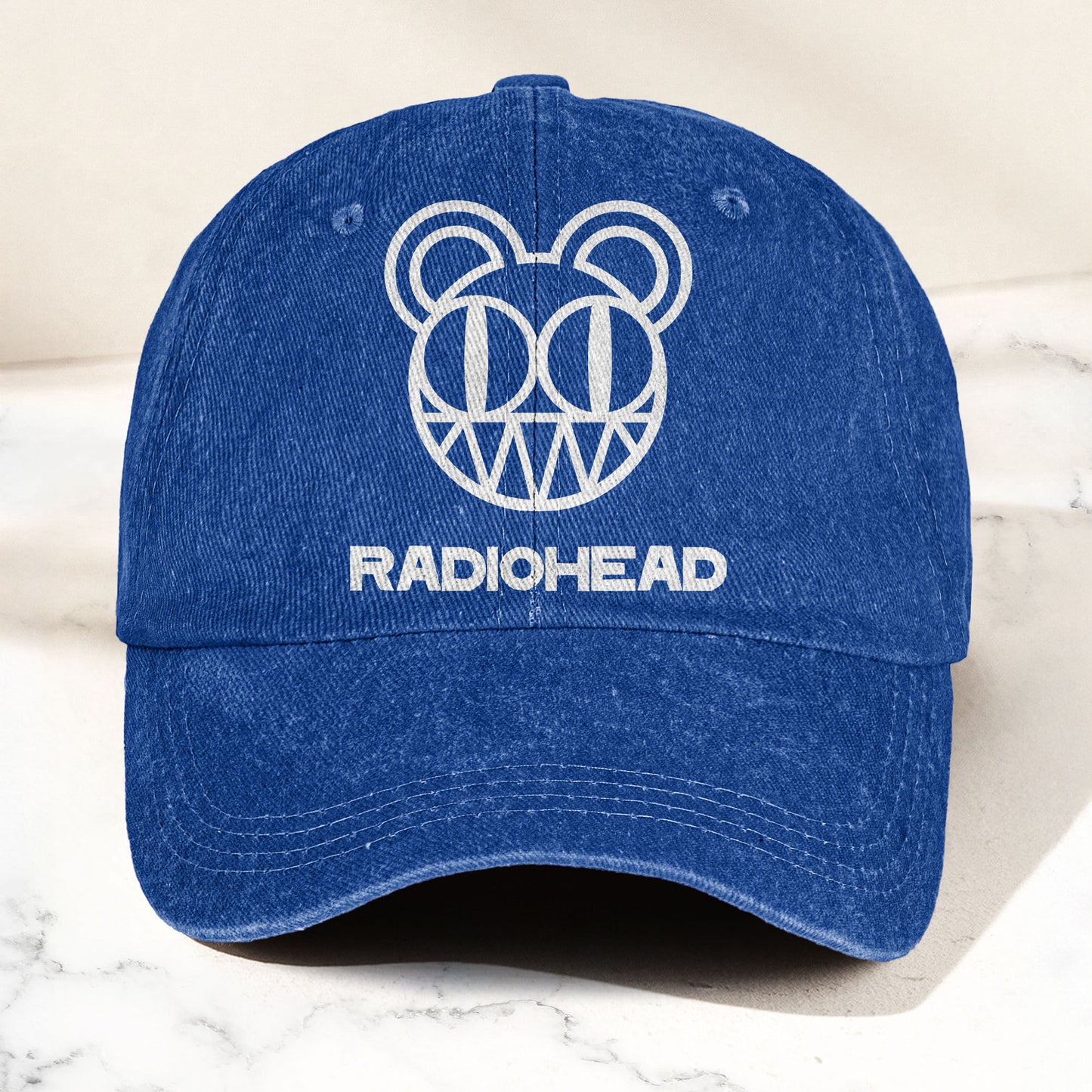 Radiohead Bear Logo Denim Dad Cap – Vintage Washed Alternative Rock Hat