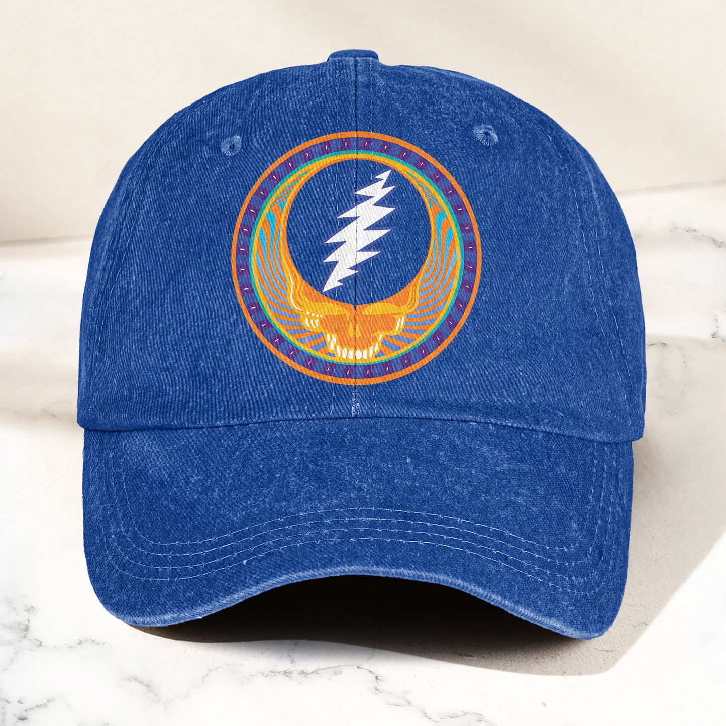 Grateful Dead Denim Dad Cap – Steal Your Face Skull Design (With BOX)