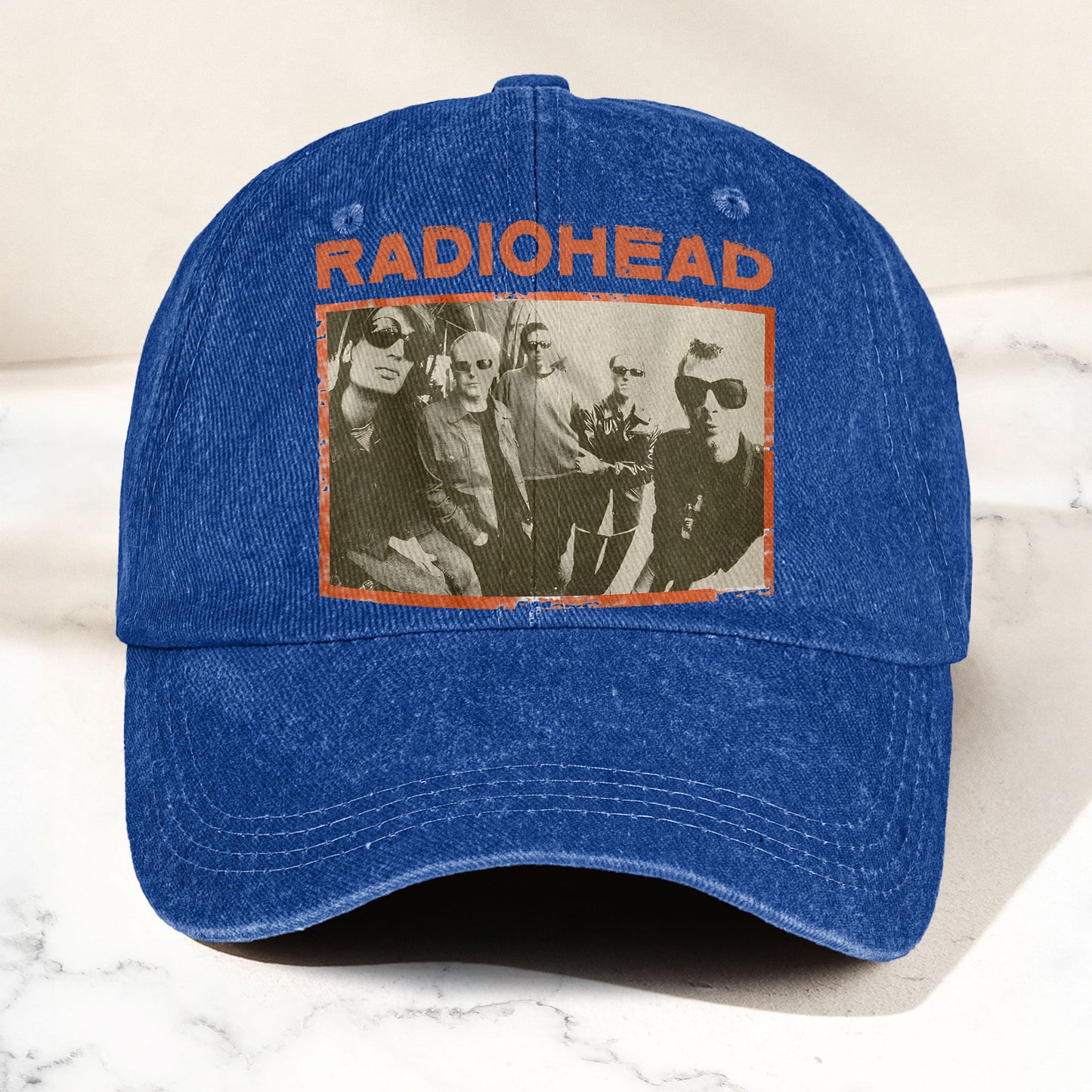 Radiohead Vintage Band Photo Denim Dad Cap – Classic Alternative Rock Hat