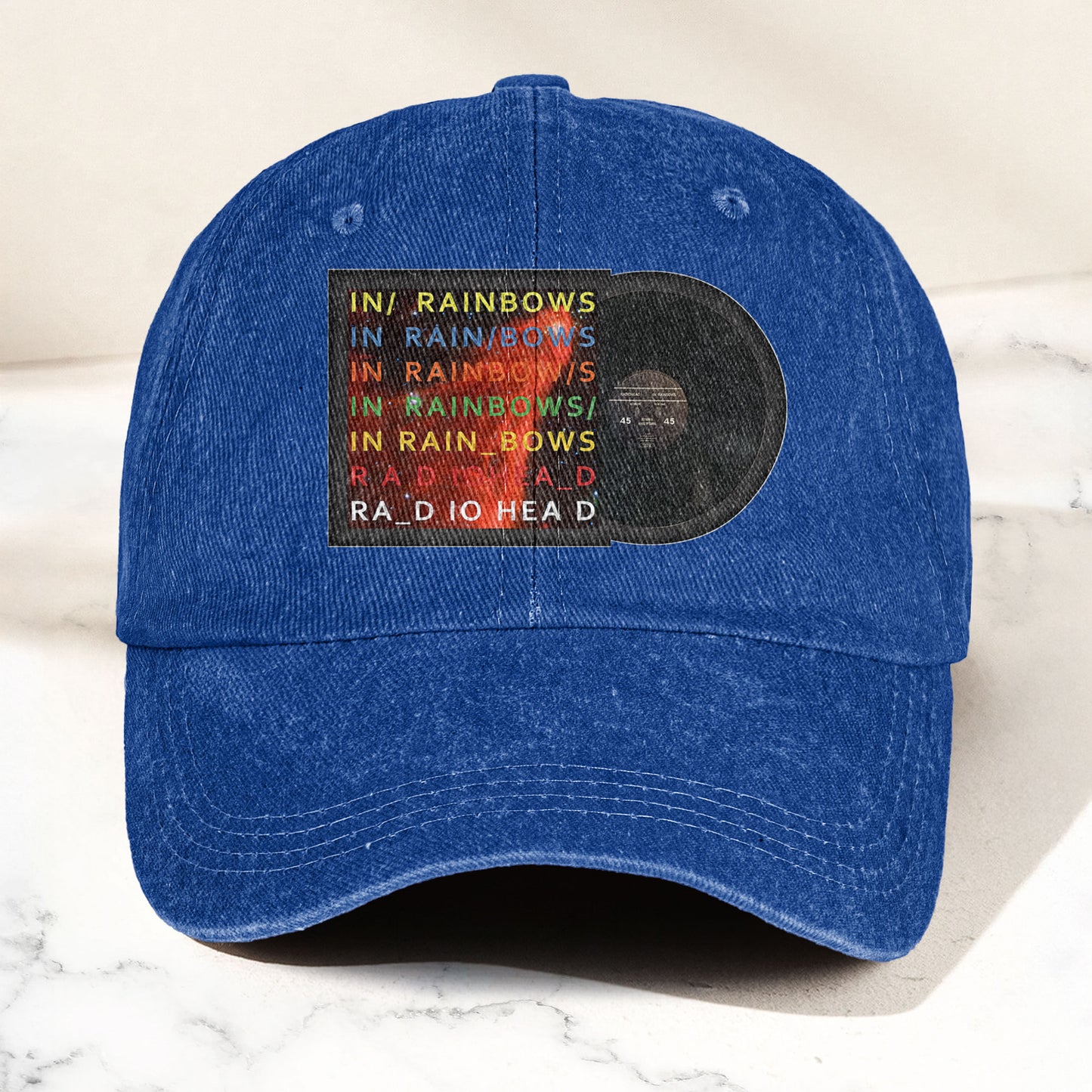 Radiohead In Rainbows Denim Dad Cap – Vintage Washed Alternative Rock Hat