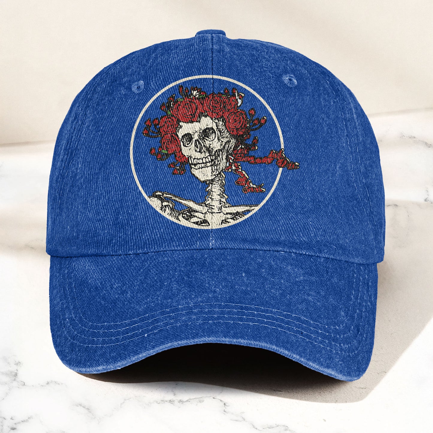 Grateful Dead Denim Dad Cap – Skull & Roses Vintage Design (With BOX)